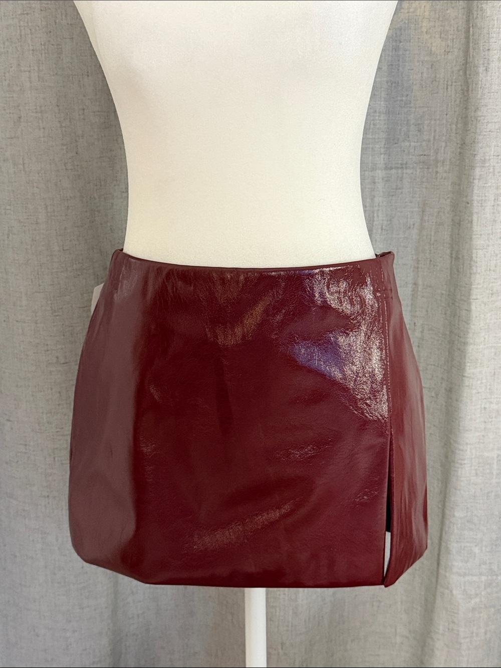 NEW Lovers + Friends Burgundy Faux Leather Mini Skirt